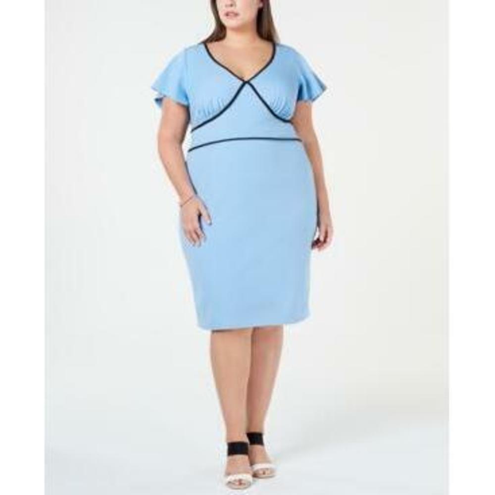 MSRP $69 Love Squared Trendy Plus Size Piped Sheath Dress Size 1X